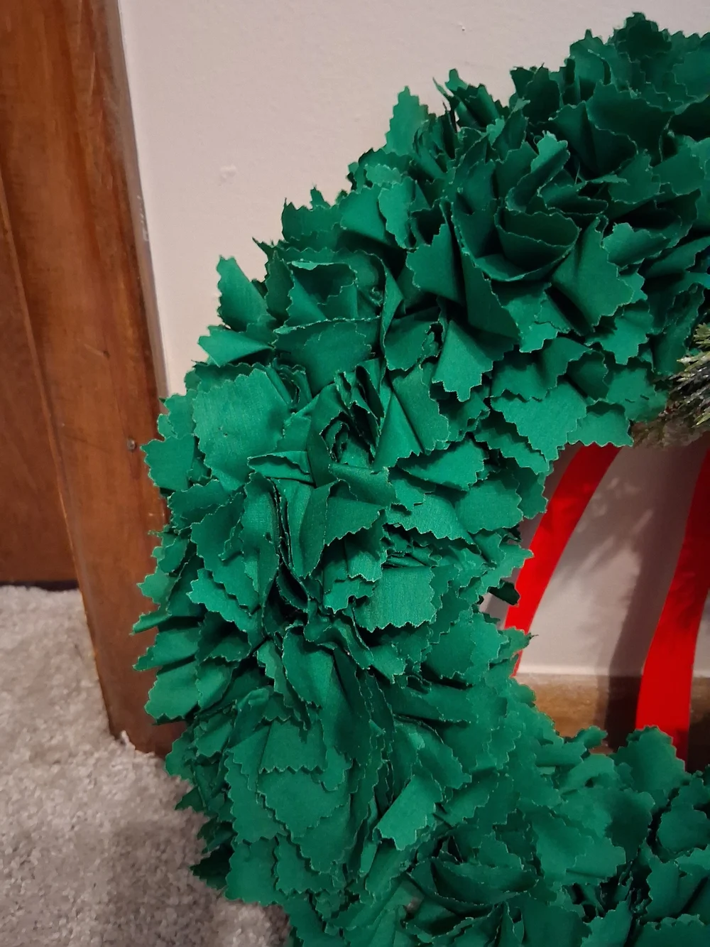 Festive Green Holiday Wreath with Red Berry Accent